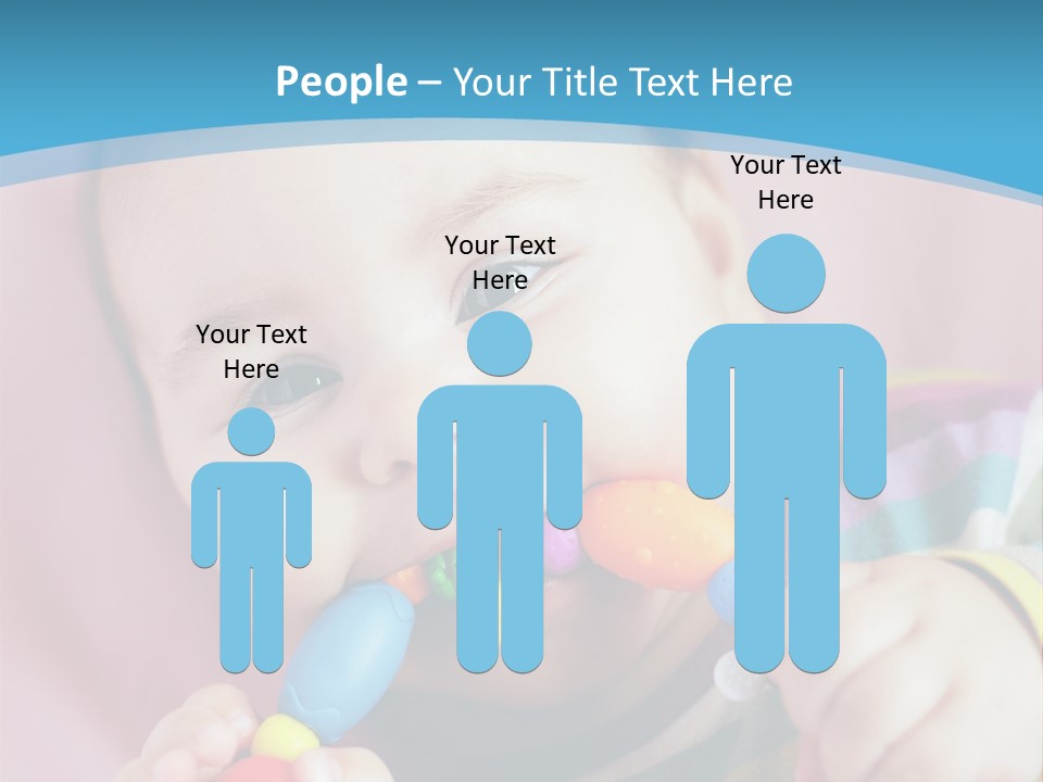 A Baby Chewing On A Toy With A Blue Background PowerPoint Template