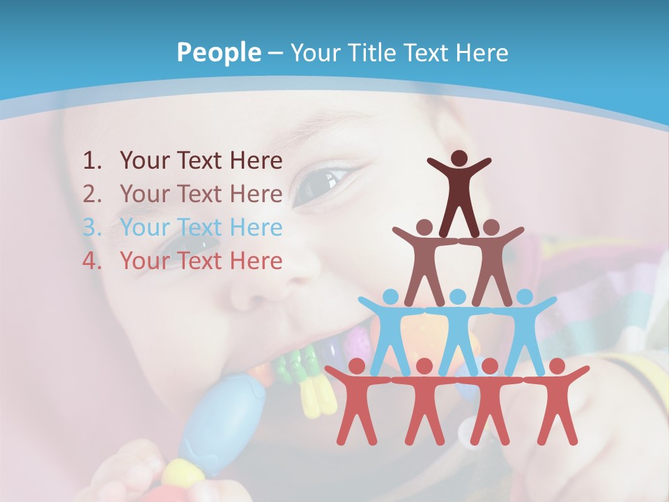 A Baby Chewing On A Toy With A Blue Background PowerPoint Template