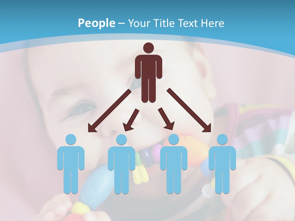 A Baby Chewing On A Toy With A Blue Background PowerPoint Template