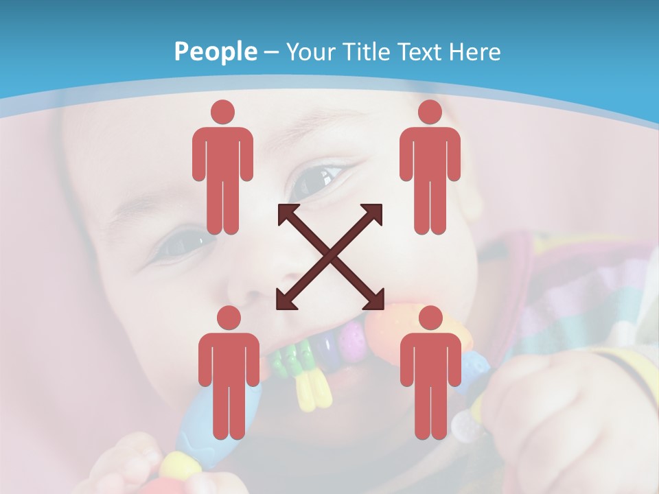 A Baby Chewing On A Toy With A Blue Background PowerPoint Template