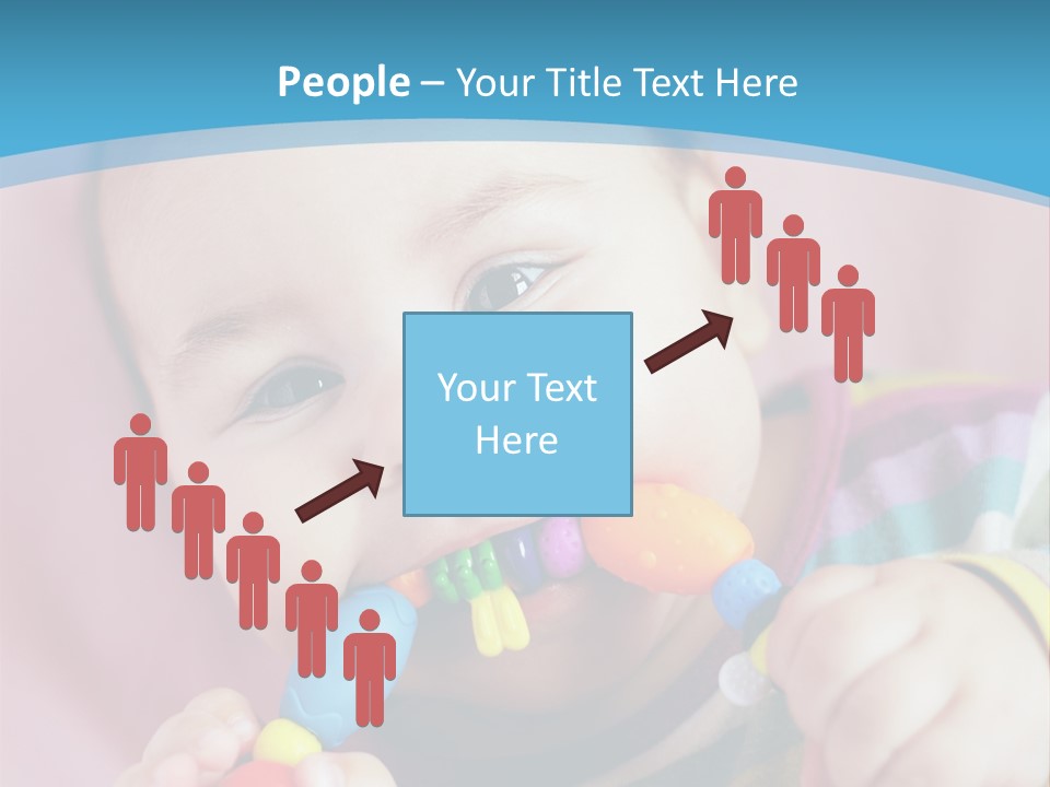 A Baby Chewing On A Toy With A Blue Background PowerPoint Template