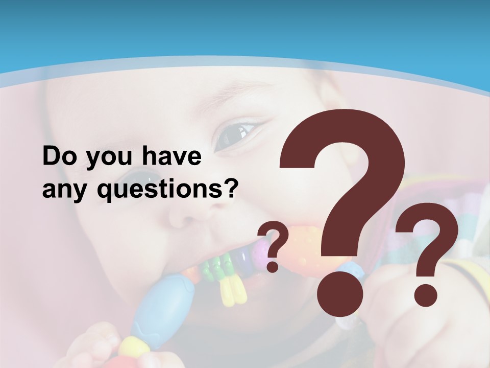 A Baby Chewing On A Toy With A Blue Background PowerPoint Template