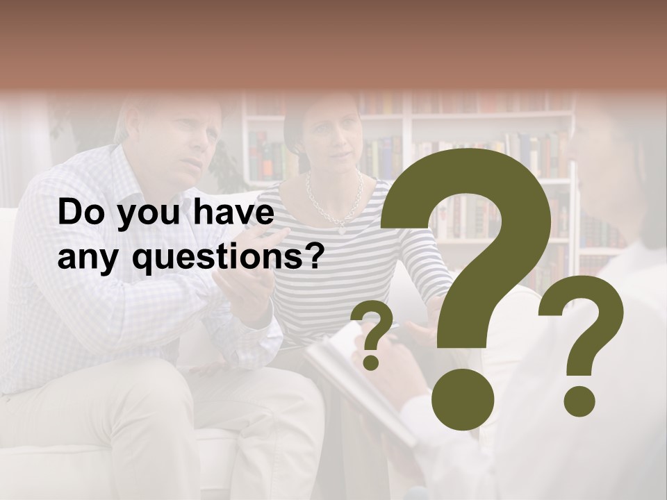 A Man And Woman Sitting On A Couch Talking To Each Other PowerPoint Template