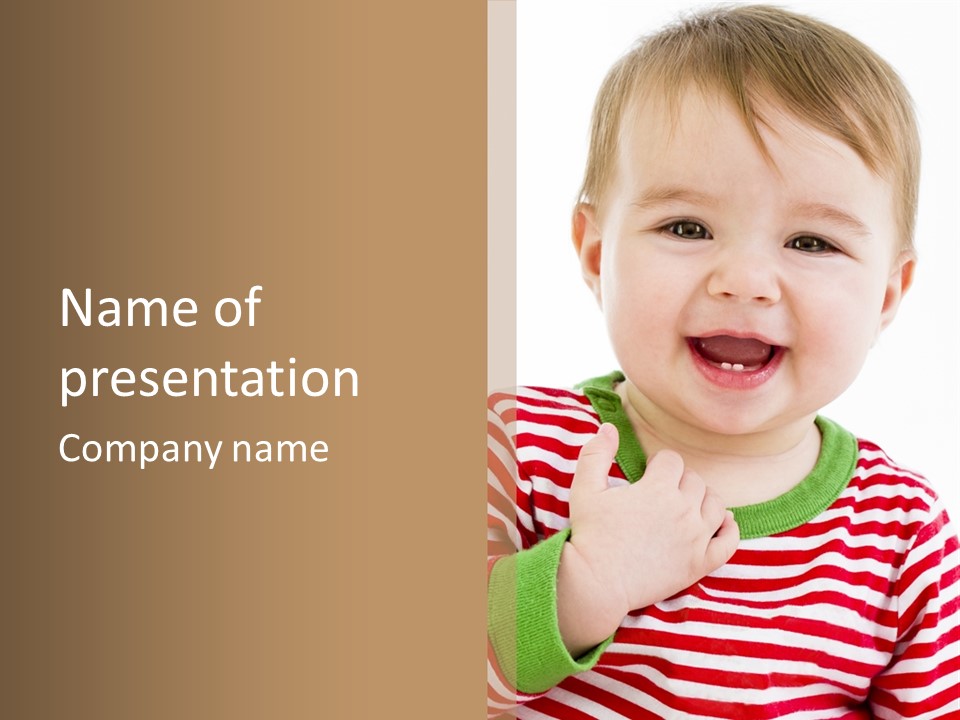 A Little Boy With A Red And White Striped Shirt PowerPoint Template