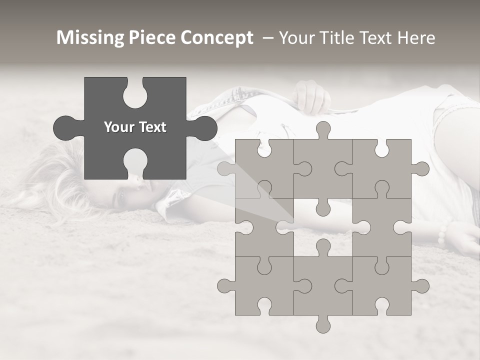 A Woman Laying In The Sand With Her Eyes Closed PowerPoint Template