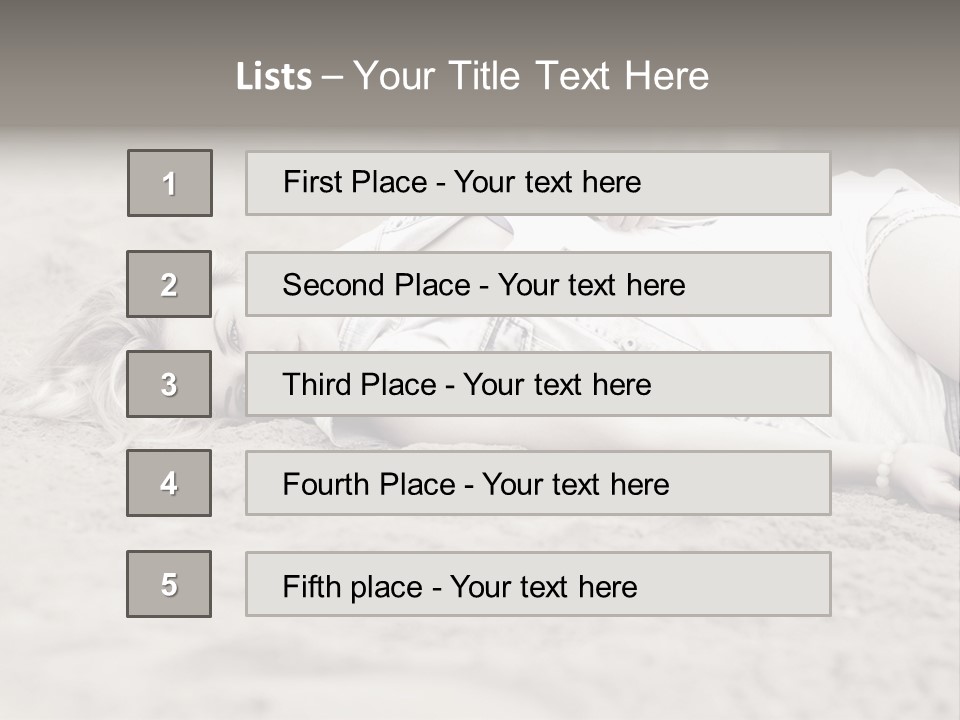 A Woman Laying In The Sand With Her Eyes Closed PowerPoint Template