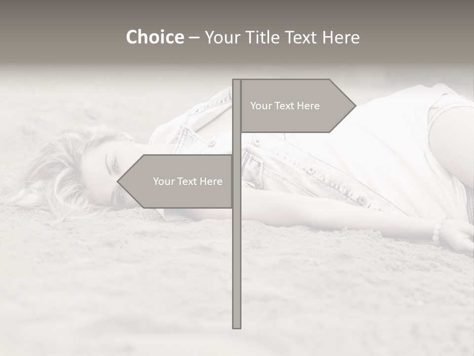 A Woman Laying In The Sand With Her Eyes Closed PowerPoint Template