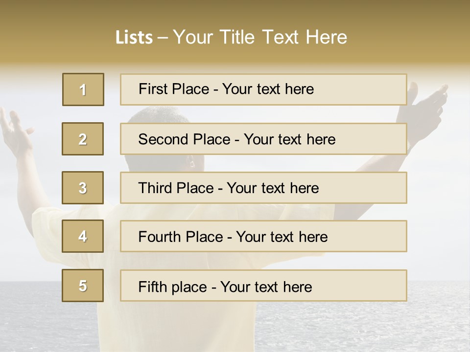 Happy Arms Raised Negative Space PowerPoint Template