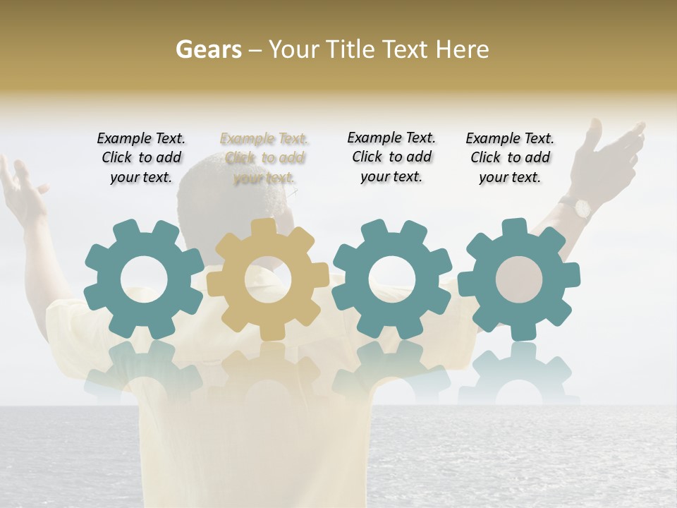 Happy Arms Raised Negative Space PowerPoint Template