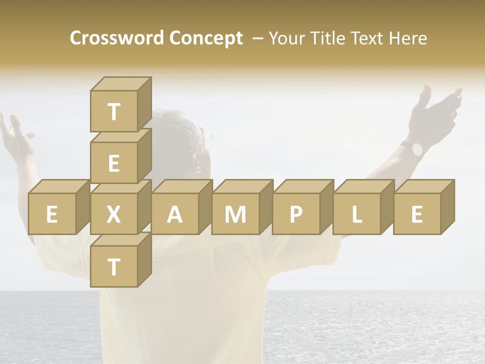 Happy Arms Raised Negative Space PowerPoint Template