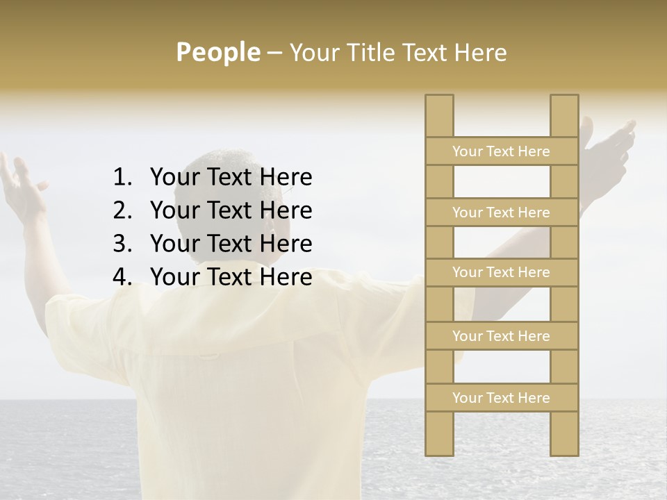 Happy Arms Raised Negative Space PowerPoint Template