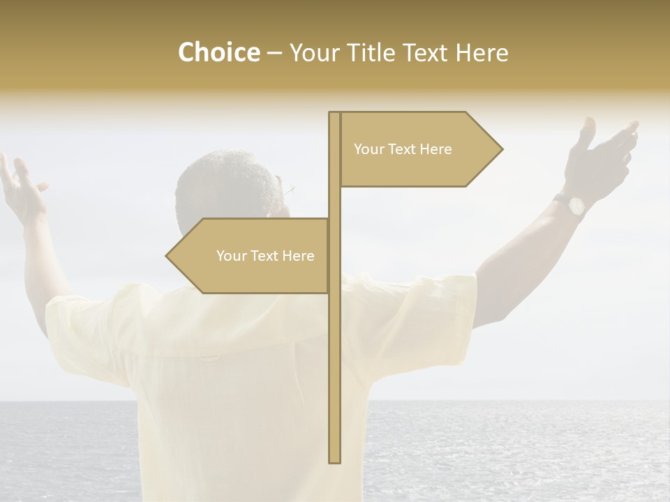 Happy Arms Raised Negative Space PowerPoint Template