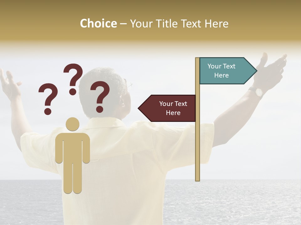 Happy Arms Raised Negative Space PowerPoint Template