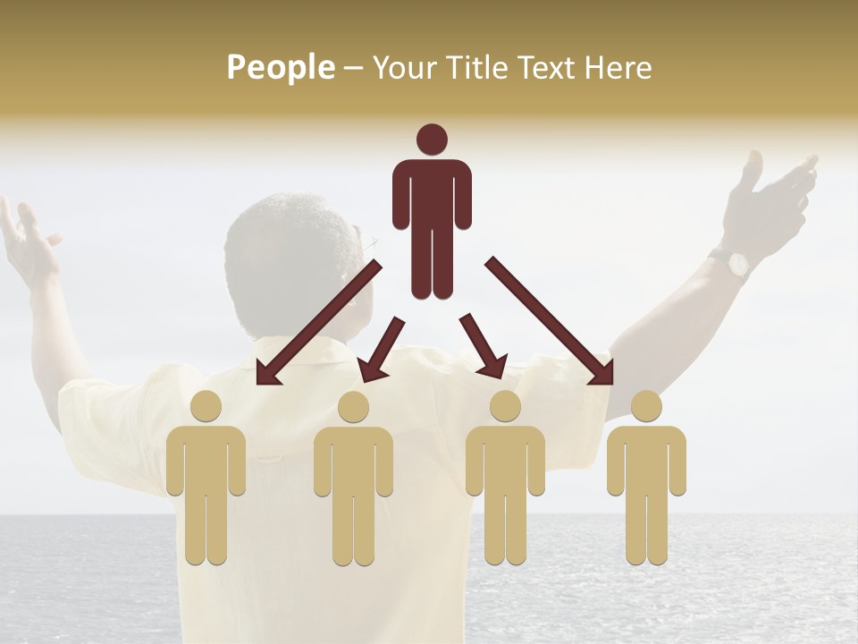 Happy Arms Raised Negative Space PowerPoint Template