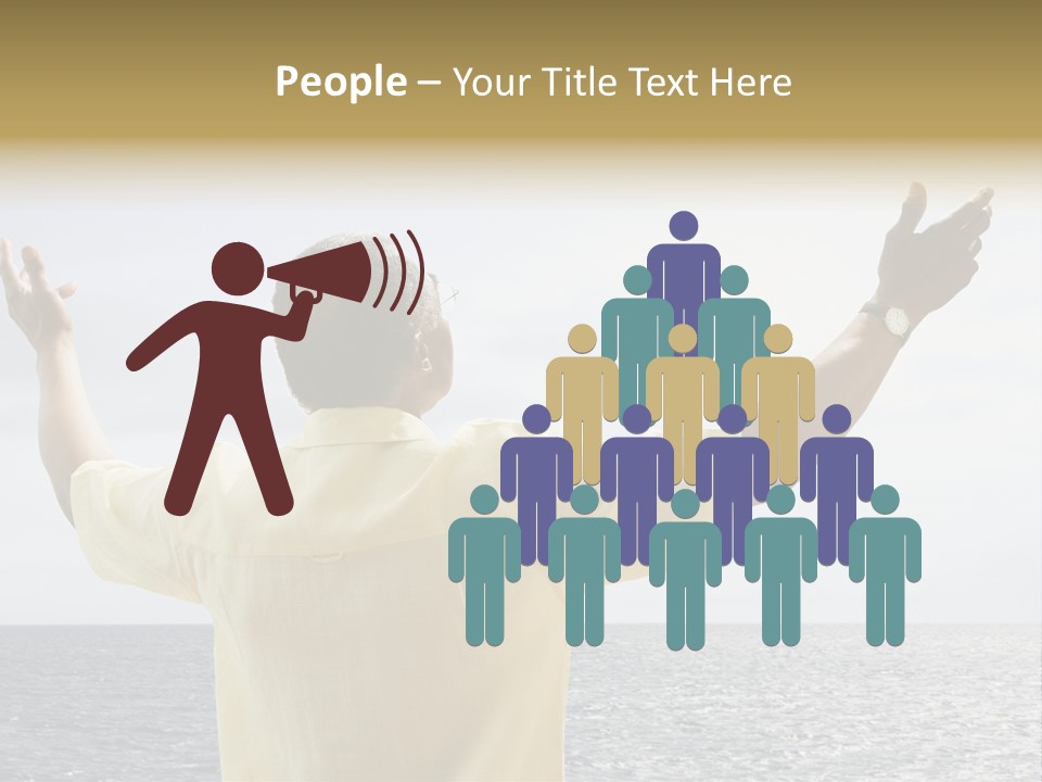 Happy Arms Raised Negative Space PowerPoint Template