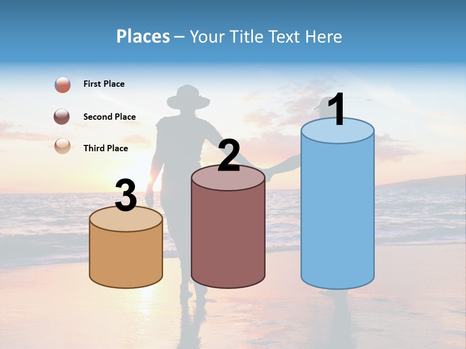 Two People Holding Hands On A Beach At Sunset PowerPoint Template