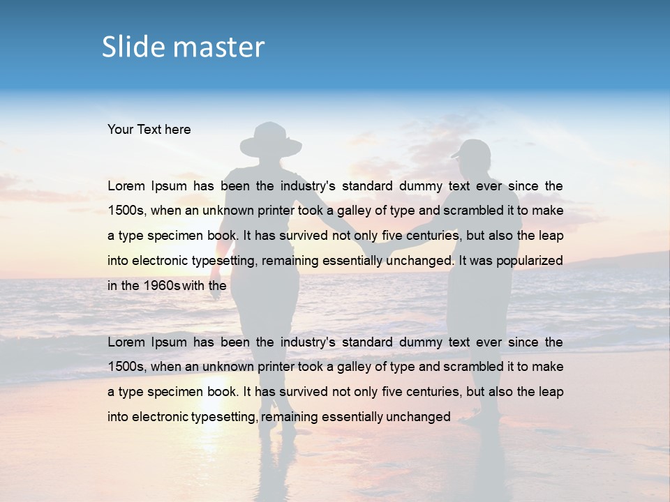 Two People Holding Hands On A Beach At Sunset PowerPoint Template