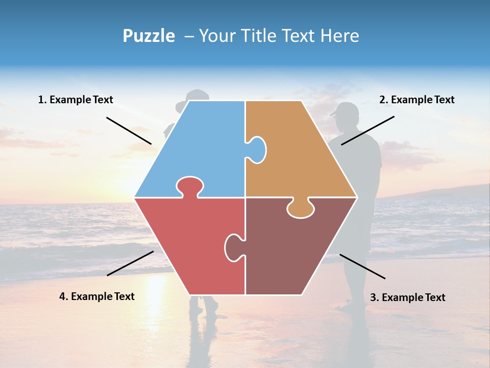 Two People Holding Hands On A Beach At Sunset PowerPoint Template