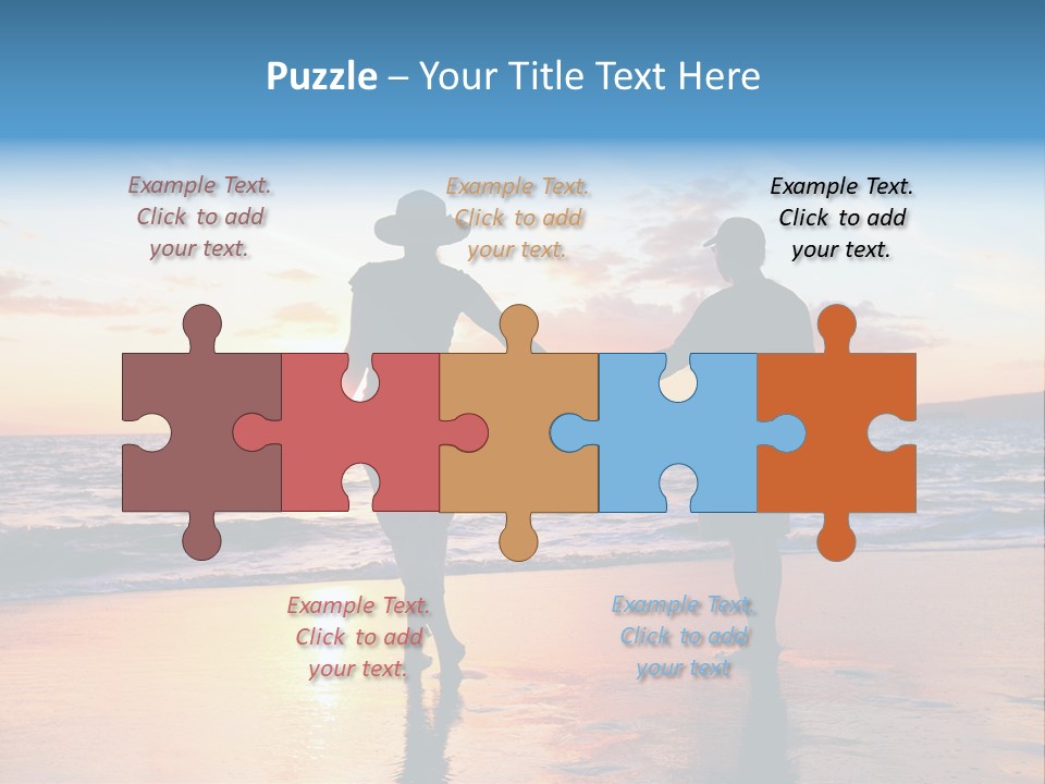 Two People Holding Hands On A Beach At Sunset PowerPoint Template