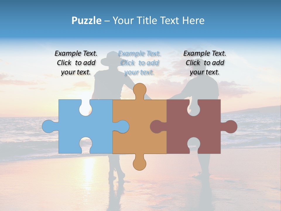 Two People Holding Hands On A Beach At Sunset PowerPoint Template