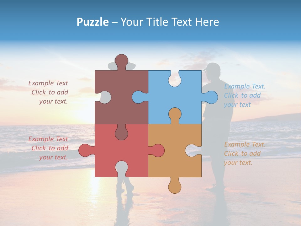 Two People Holding Hands On A Beach At Sunset PowerPoint Template