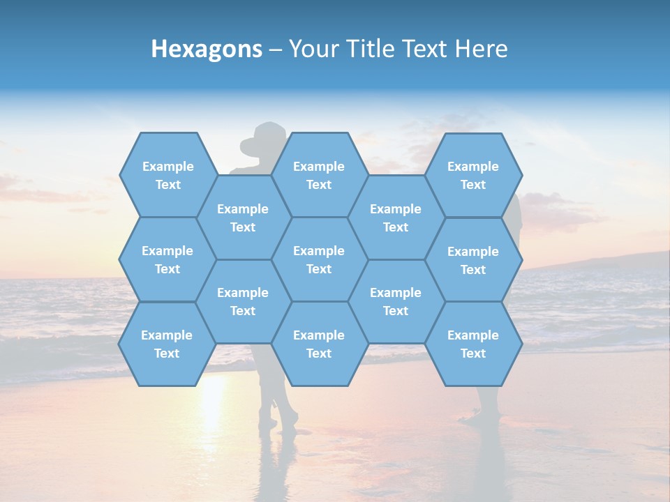 Two People Holding Hands On A Beach At Sunset PowerPoint Template