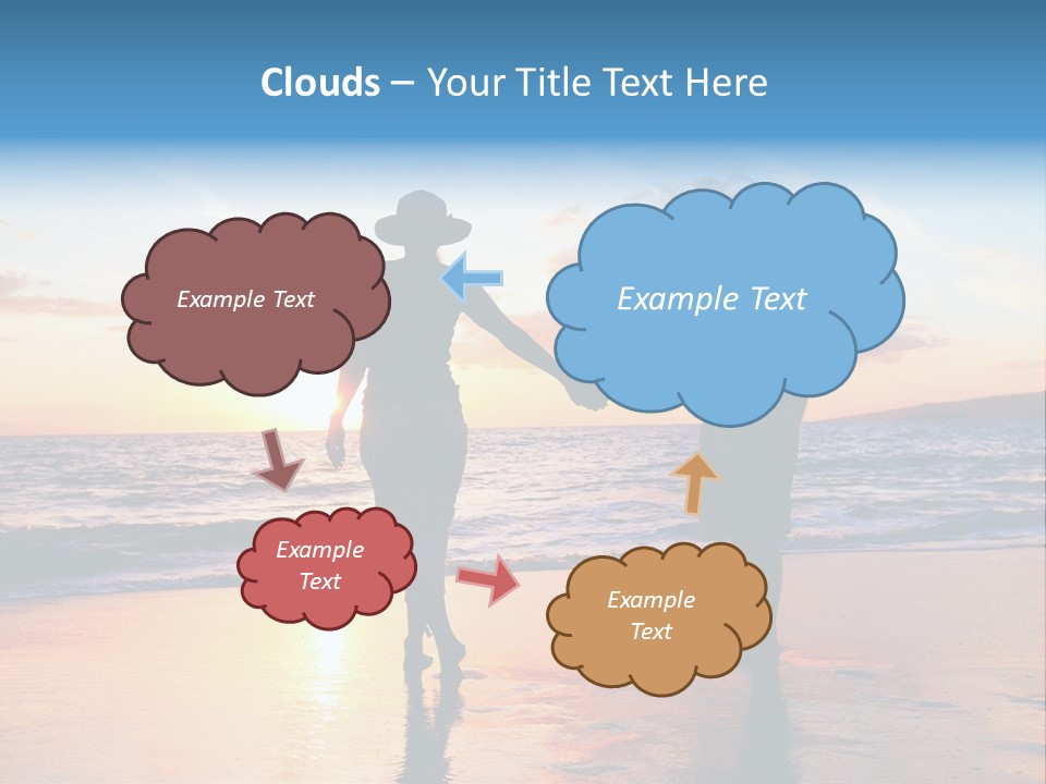 Two People Holding Hands On A Beach At Sunset PowerPoint Template