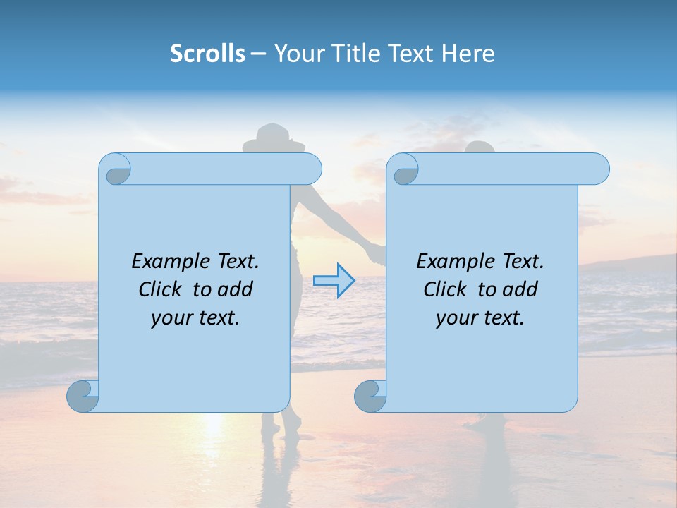 Two People Holding Hands On A Beach At Sunset PowerPoint Template