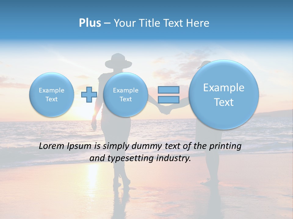 Two People Holding Hands On A Beach At Sunset PowerPoint Template
