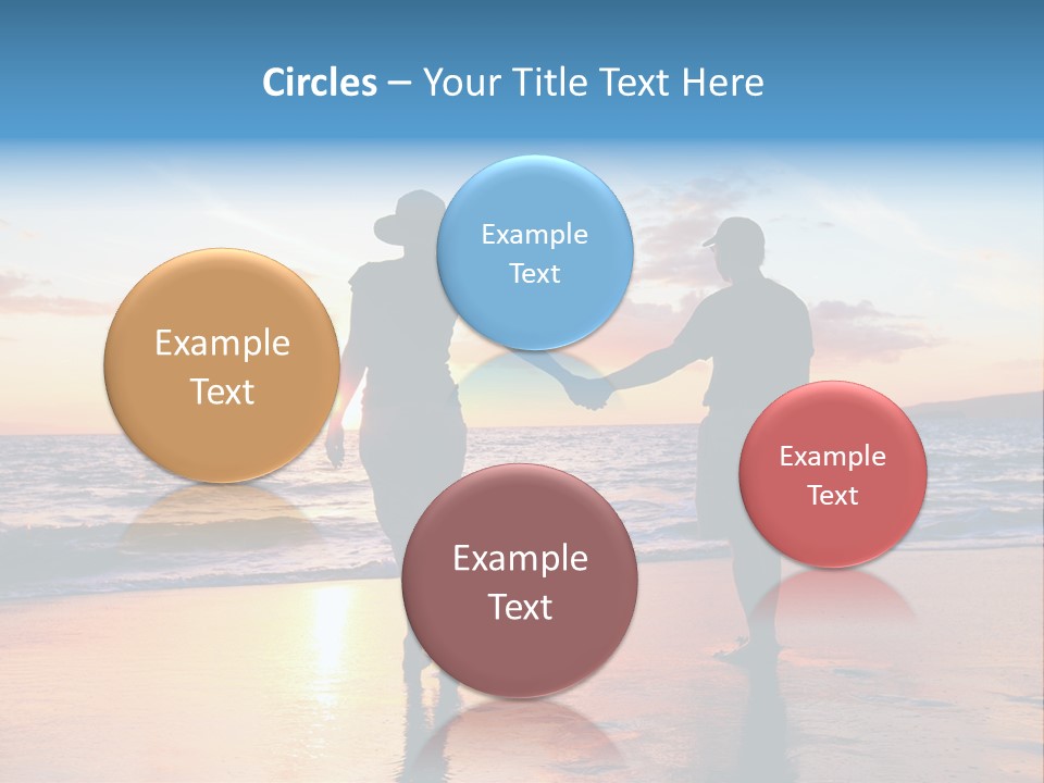 Two People Holding Hands On A Beach At Sunset PowerPoint Template