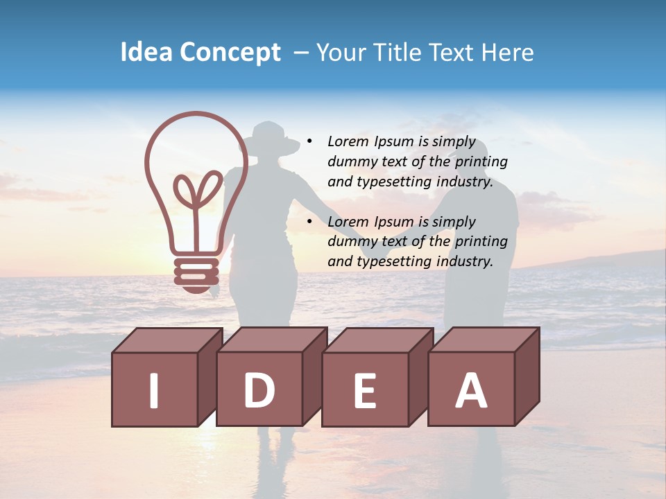 Two People Holding Hands On A Beach At Sunset PowerPoint Template