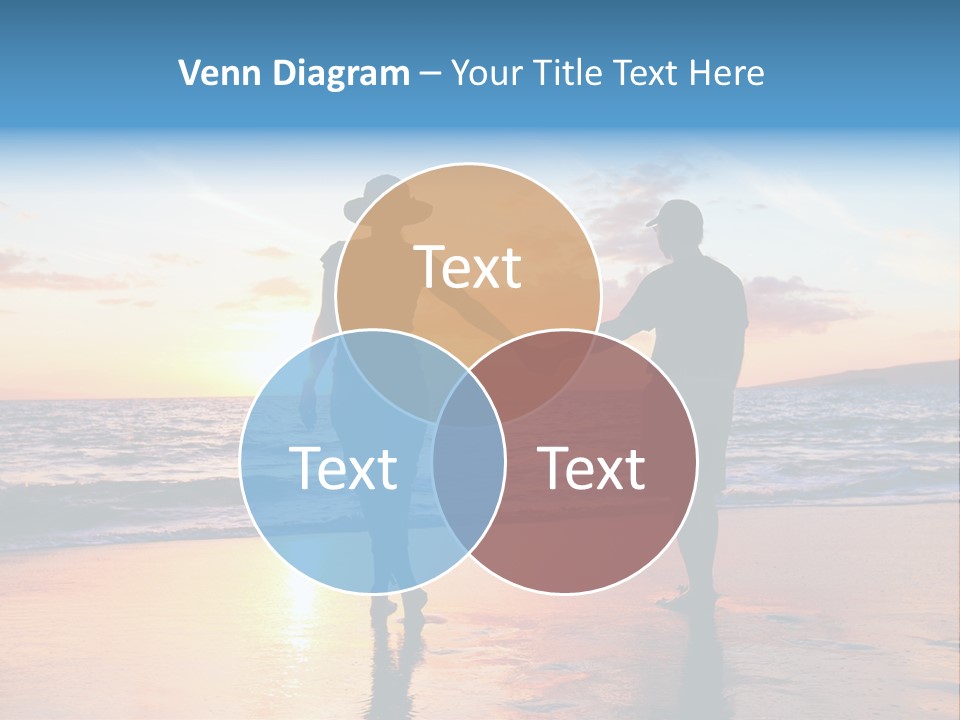 Two People Holding Hands On A Beach At Sunset PowerPoint Template