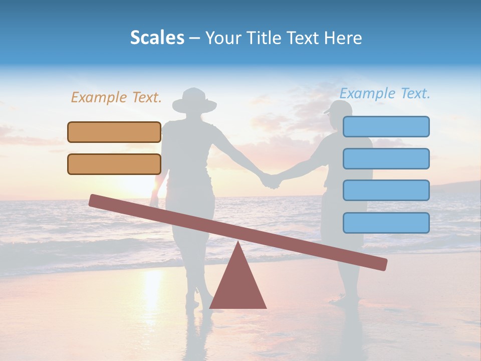 Two People Holding Hands On A Beach At Sunset PowerPoint Template