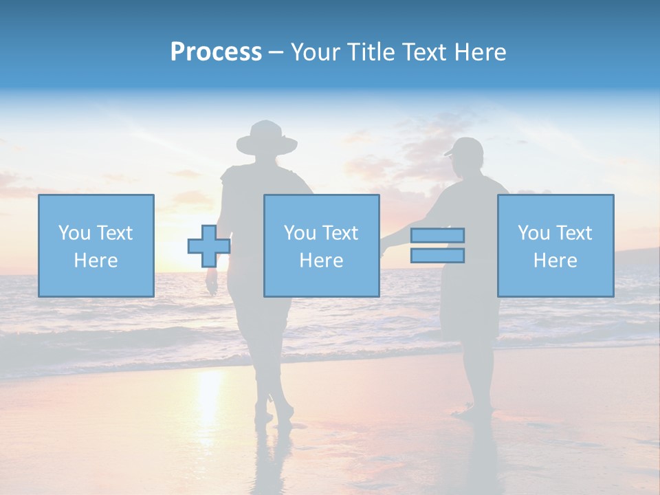 Two People Holding Hands On A Beach At Sunset PowerPoint Template