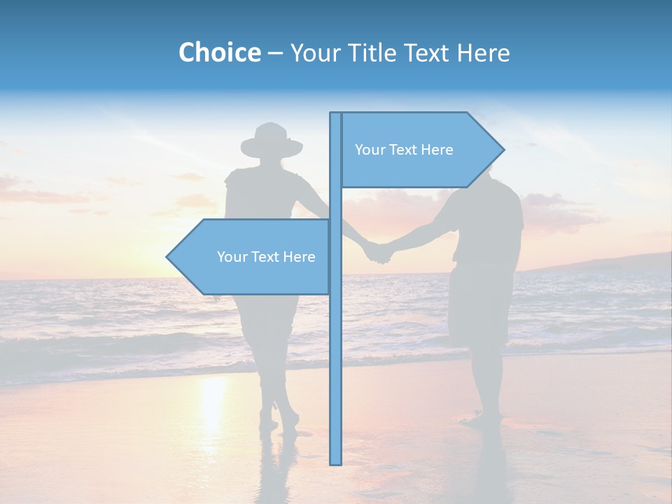 Two People Holding Hands On A Beach At Sunset PowerPoint Template