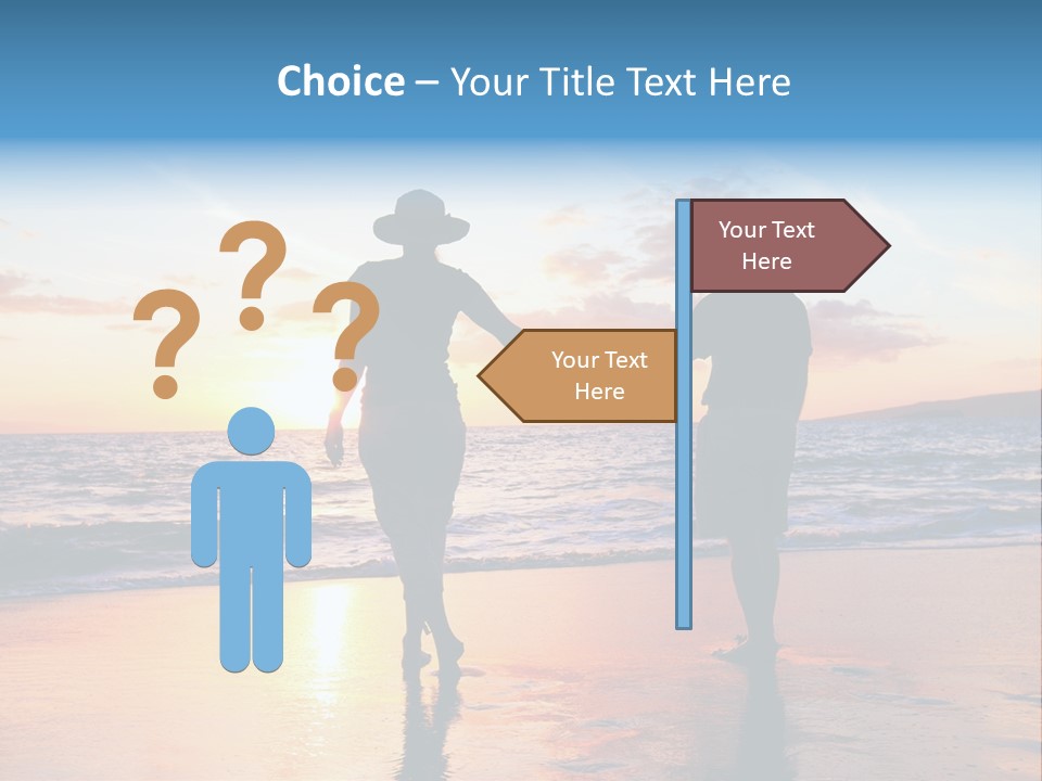 Two People Holding Hands On A Beach At Sunset PowerPoint Template