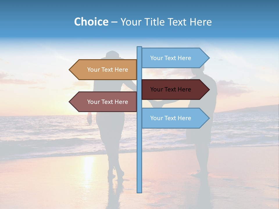 Two People Holding Hands On A Beach At Sunset PowerPoint Template
