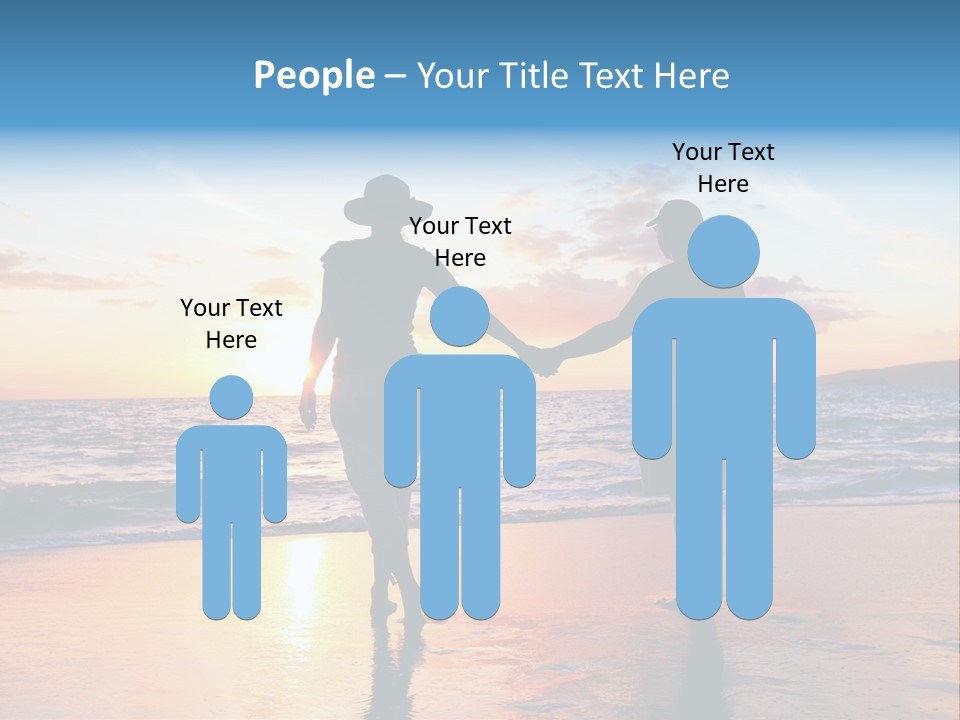 Two People Holding Hands On A Beach At Sunset PowerPoint Template