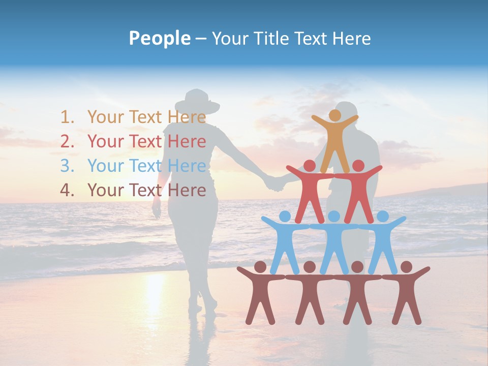 Two People Holding Hands On A Beach At Sunset PowerPoint Template