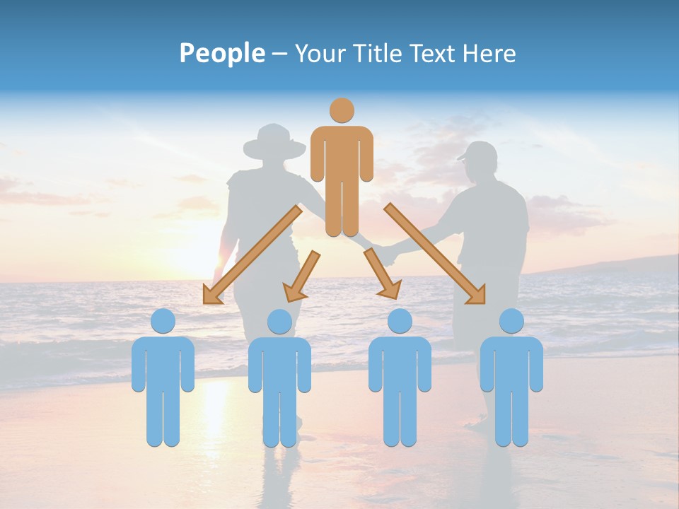 Two People Holding Hands On A Beach At Sunset PowerPoint Template