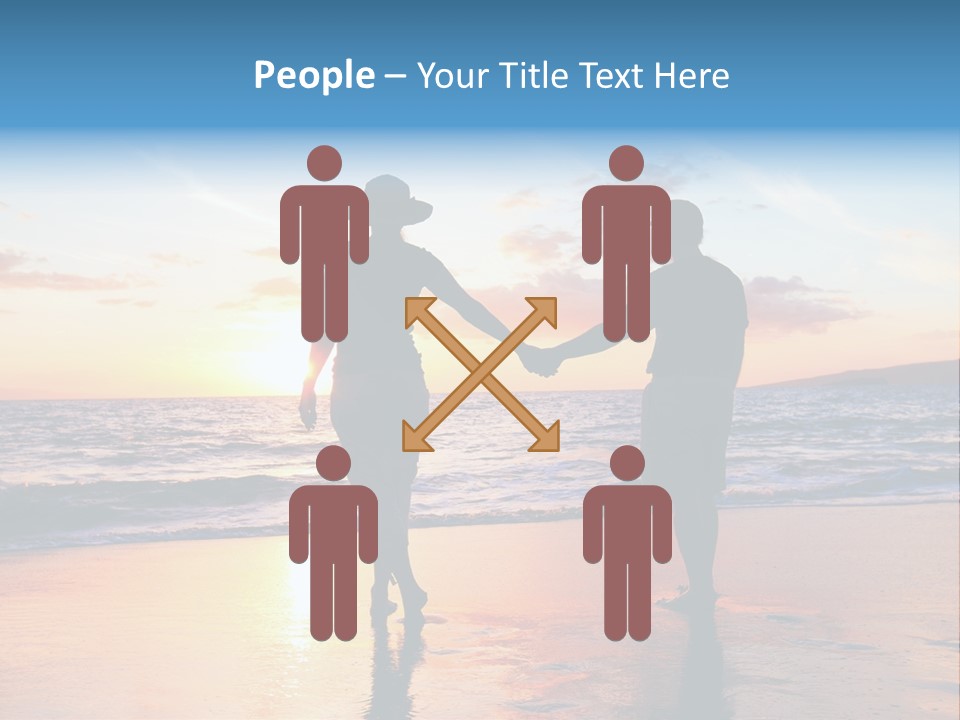 Two People Holding Hands On A Beach At Sunset PowerPoint Template