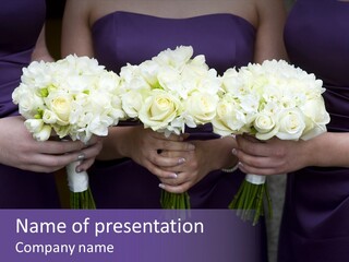 Three Bouquets Flowers PowerPoint Template