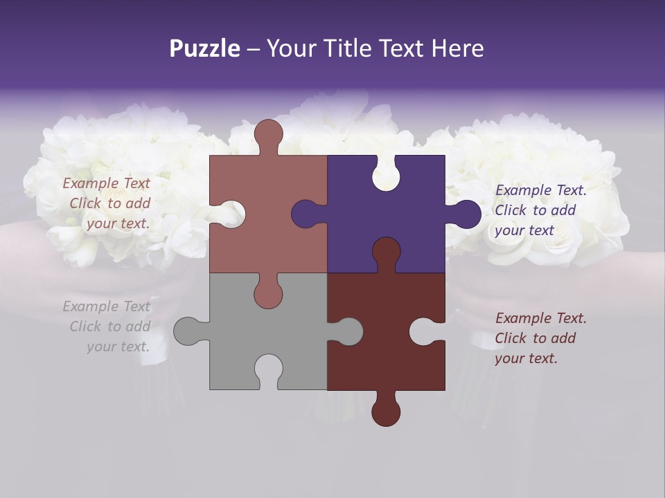 Three Bouquets Flowers PowerPoint Template