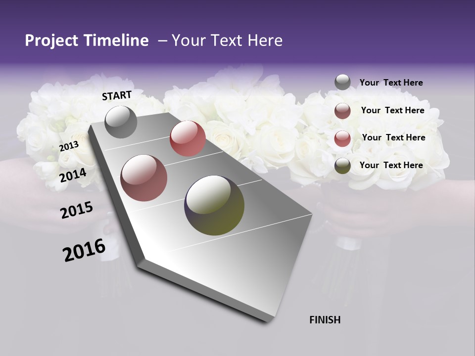 Three Bouquets Flowers PowerPoint Template