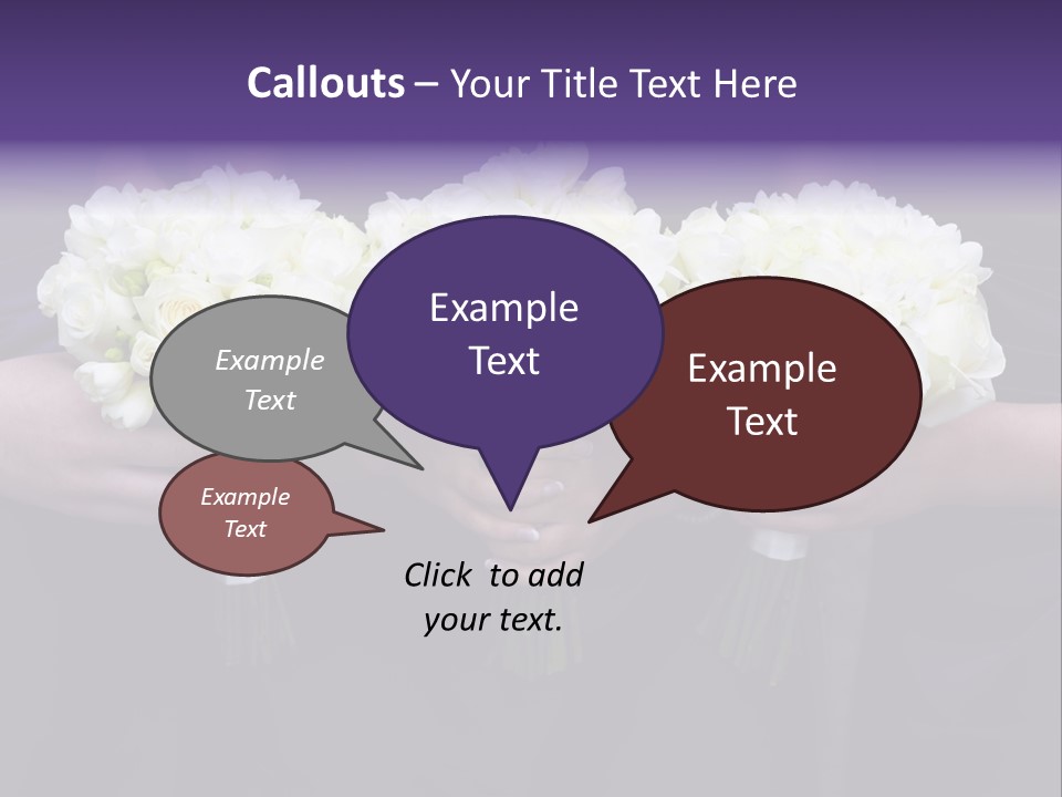 Three Bouquets Flowers PowerPoint Template