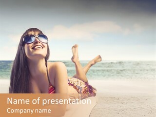 Vacation Girl Breast PowerPoint Template