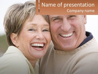 A Man And Woman Are Smiling For The Camera PowerPoint Template