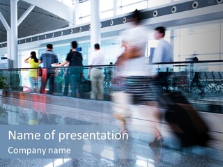 A Blurry Photo Of People Waiting At An Airport PowerPoint Template