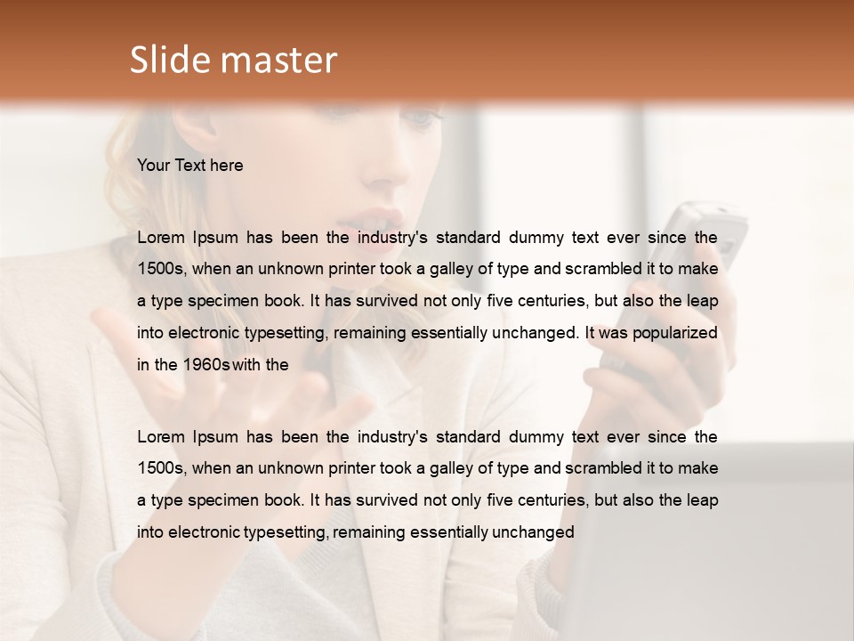 A Woman Sitting At A Table Using A Laptop Computer PowerPoint Template