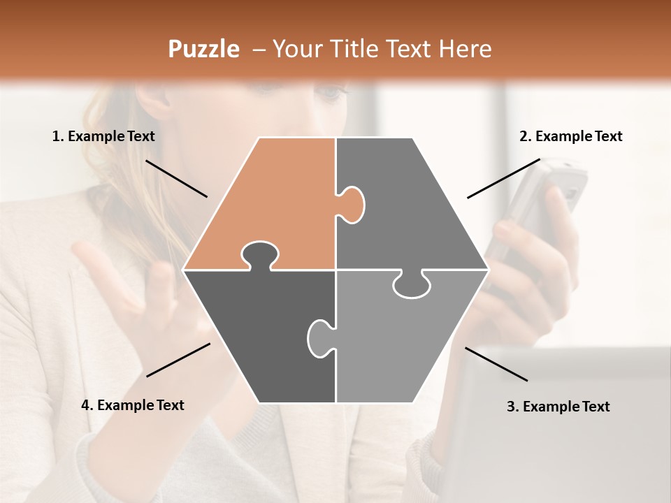 A Woman Sitting At A Table Using A Laptop Computer PowerPoint Template